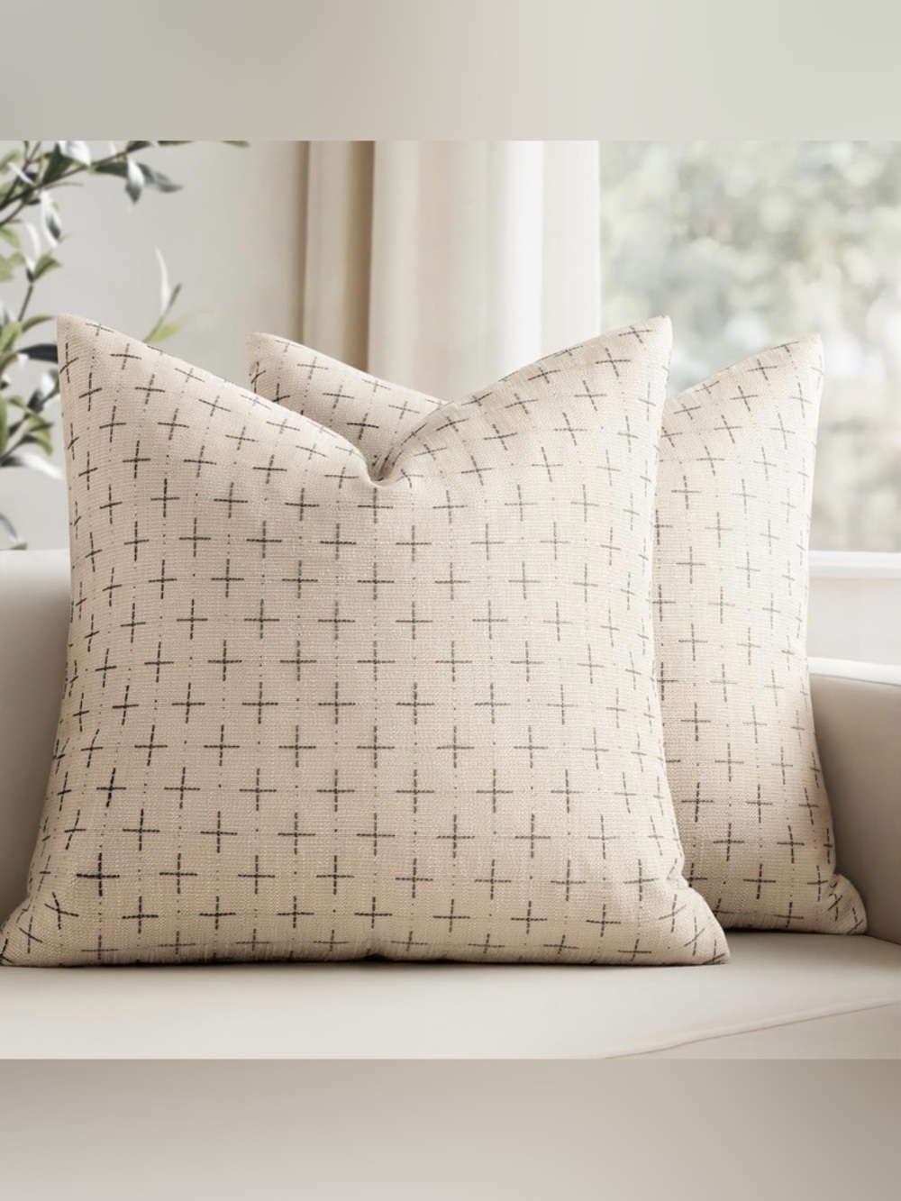 Pack of 2 Decorative Burlap Linen Pillow Covers 20x20